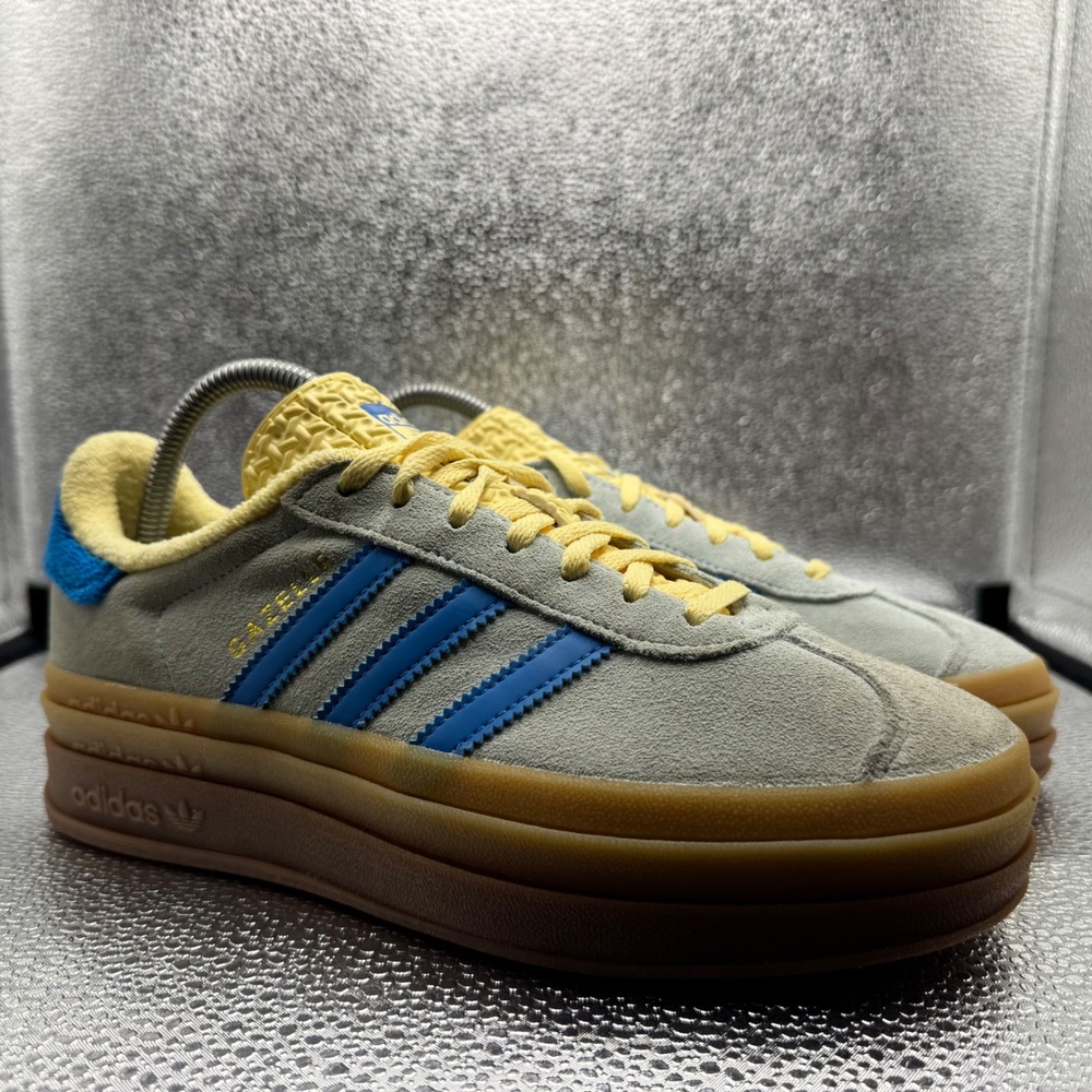 Size 7.5 Adidas Gazelle Bold Sneakers Womens Grey Blue Excellent Platform IE0430